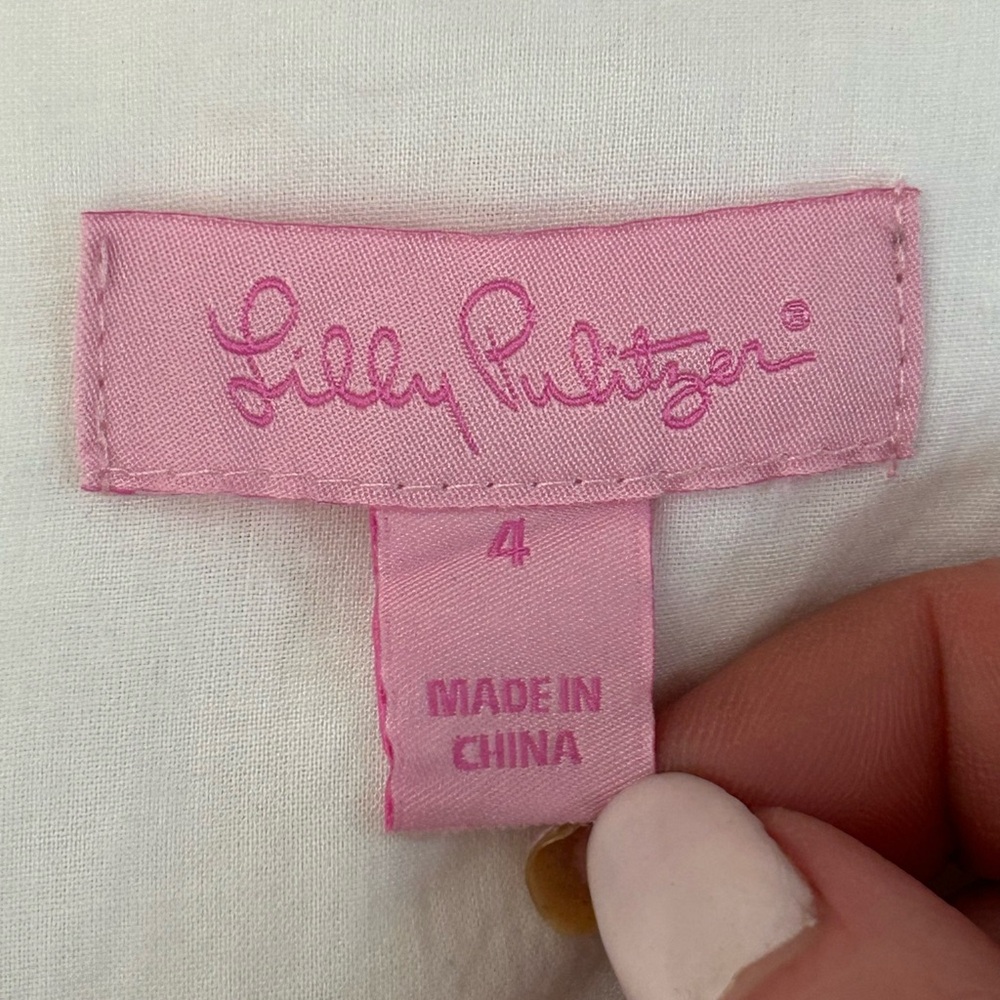 Lilly Pulitzer Rosemary Dress White Eyelet Sleeveless Ruffle Hem Summer Size 4 - Picture 6 of 10